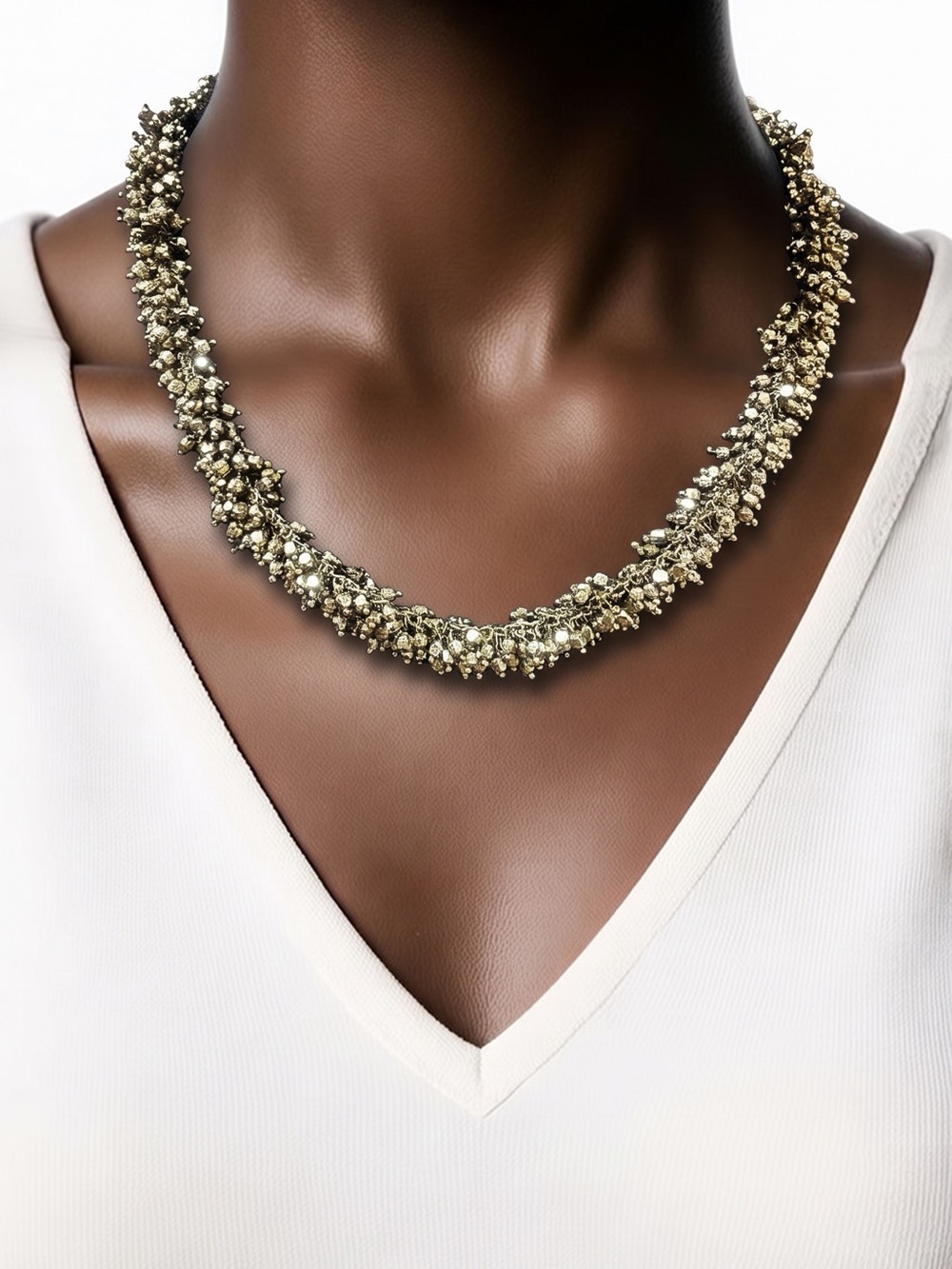 Silver Cluster Bead Necklace - Women's Fashion Jewelry☑️